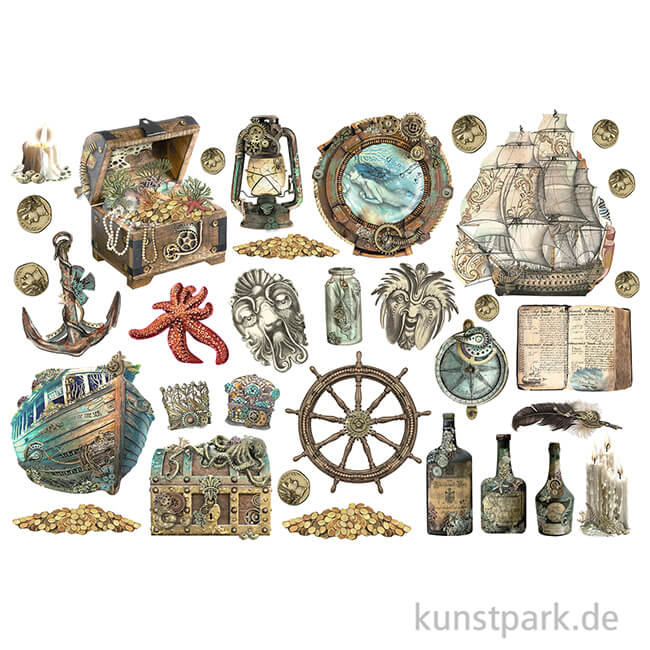 Artikelbild 2 des Artikels “Stamperia Ephemera Aufkleber - Songs of the Sea Sea Sailing Ship “