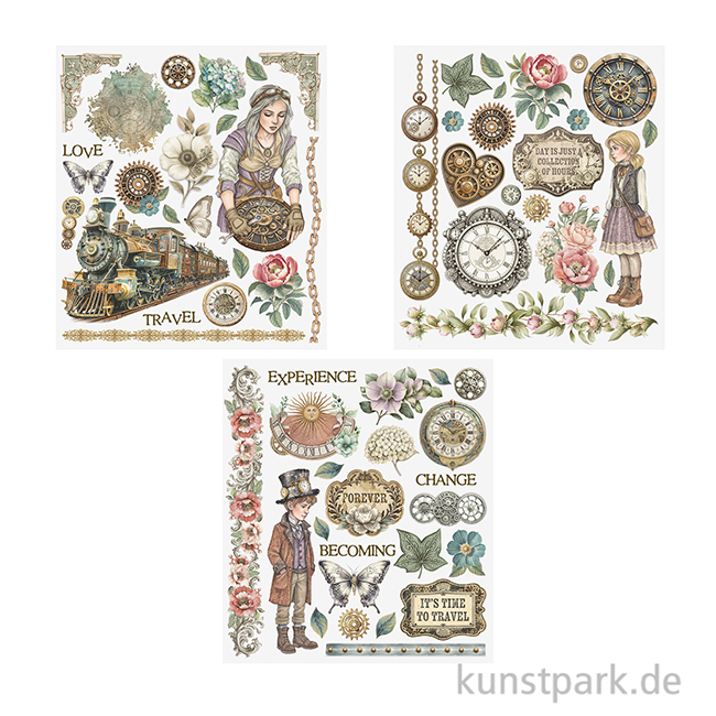 Artikelbild 2 des Artikels “Stamperia Rub On Transferfolien - Gardens of Time, 6 Blatt, XL “