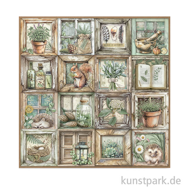 Artikelbild 2 des Artikels “Stamperia Scrappapier - Herbarium Silvae Frames, 30,5 x 30,5 cm “
