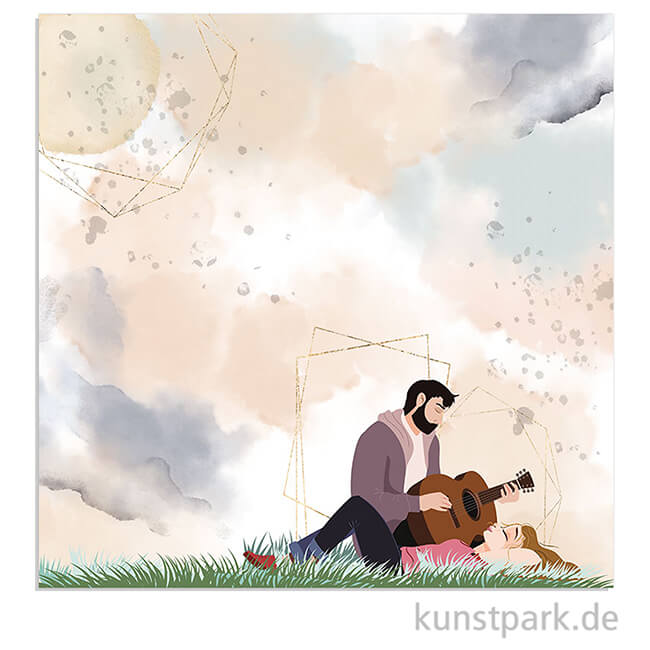 Artikelbild 2 des Artikels “Stamperia Scrappapier - Love Story Guitar, 30,5 x 30,5 cm “