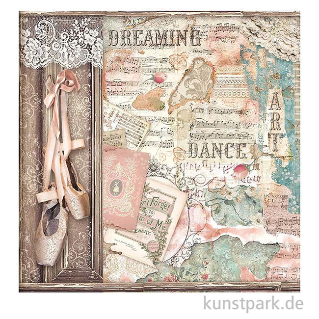 Artikelbild 2 des Artikels “Stamperia Scrappapier - Passion Ballet Shoes, 30,5x30,5 cm “