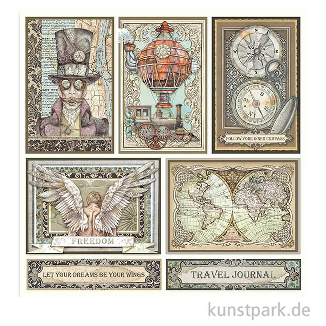 Artikelbild 2 des Artikels “Stamperia Scrappapier - Sir Vagabond Cards, 30,5 x 30,5 cm “