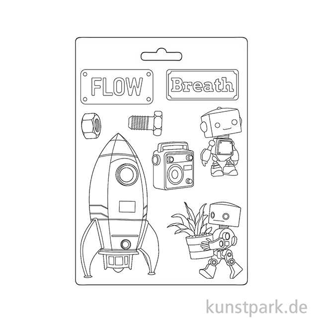 Artikelbild 2 des Artikels “Stamperia Soft Mould (Gießform) - A New Beginning Spaceship Robot, A5 “