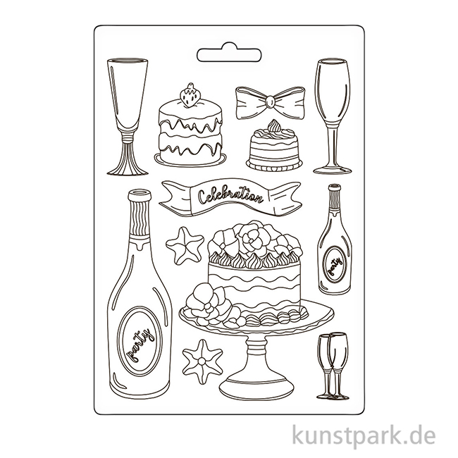 Artikelbild 2 des Artikels “Stamperia Soft Mould (Gießform) - Masquerade Flut and Cakes, A5 “