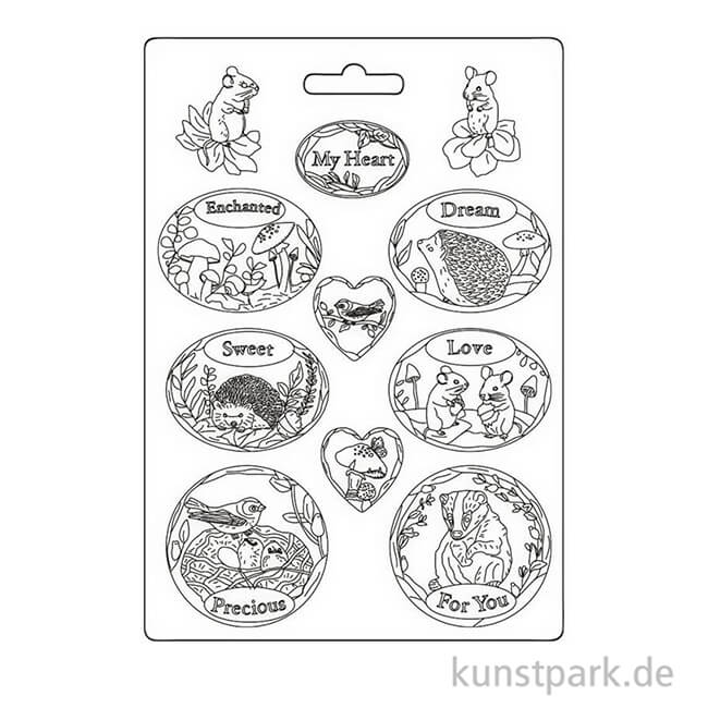 Artikelbild 2 des Artikels “Stamperia Soft Mould (Gießform) - Woodland Oval Plates, A4 “
