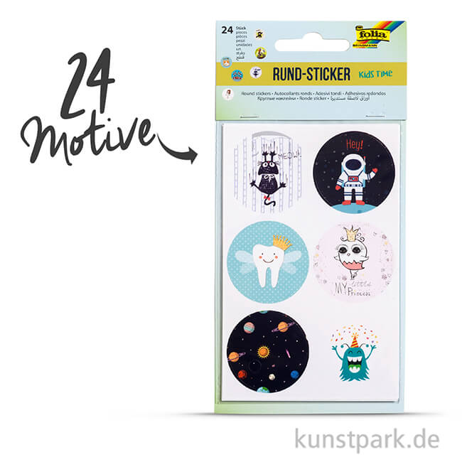 Artikelbild 2 des Artikels “Sticker rund - Kids Time, selbstkebend, 24 Stück sortiert “