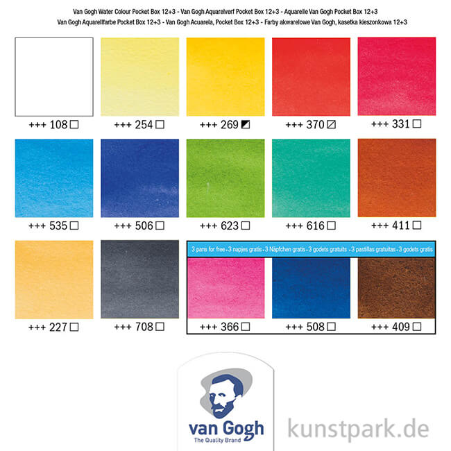 Artikelbild 2 des Artikels “Talens VAN GOGH Aquarell Pocket Box mit 12+3 halben Näpfen “