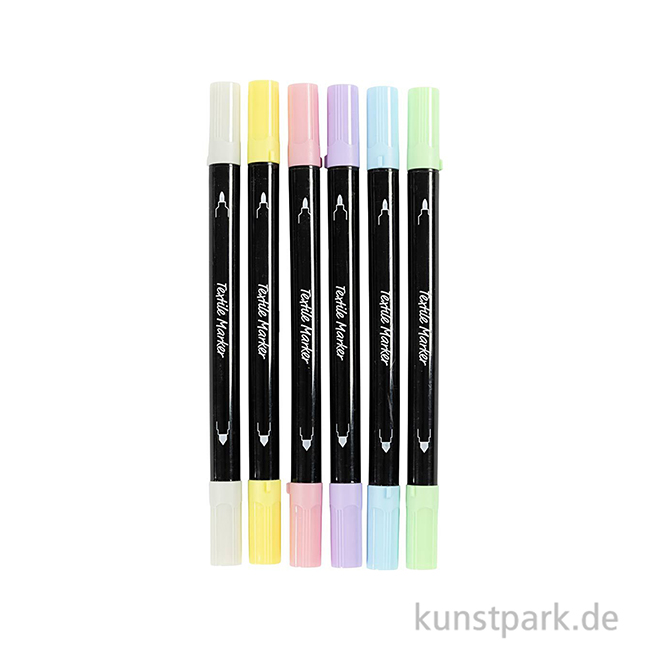 Artikelbild 2 des Artikels “Textil-Marker mit 2 Spitzen in Pastellfarben, 6er Set “