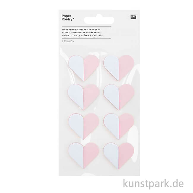 Artikelbild 2 des Artikels “Wabenpapier Sticker - Herzen, Rosa “