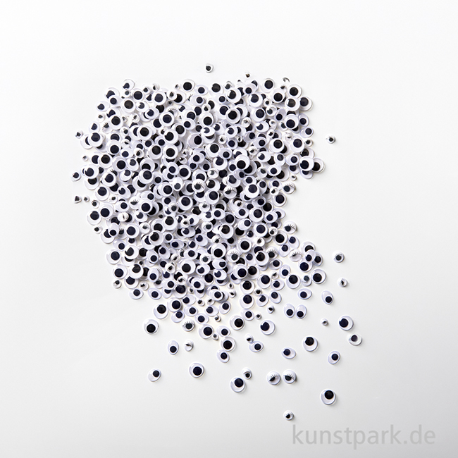 Artikelbild 2 des Artikels “Wackelaugen mit Wimpern, 6 versch. Größen, 100 Stück - weiß “