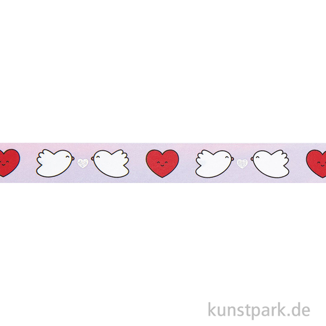 Artikelbild 2 des Artikels “Washi Tape - Chingu, Vögel + Herzen, 15 mm, 10 m Rolle “