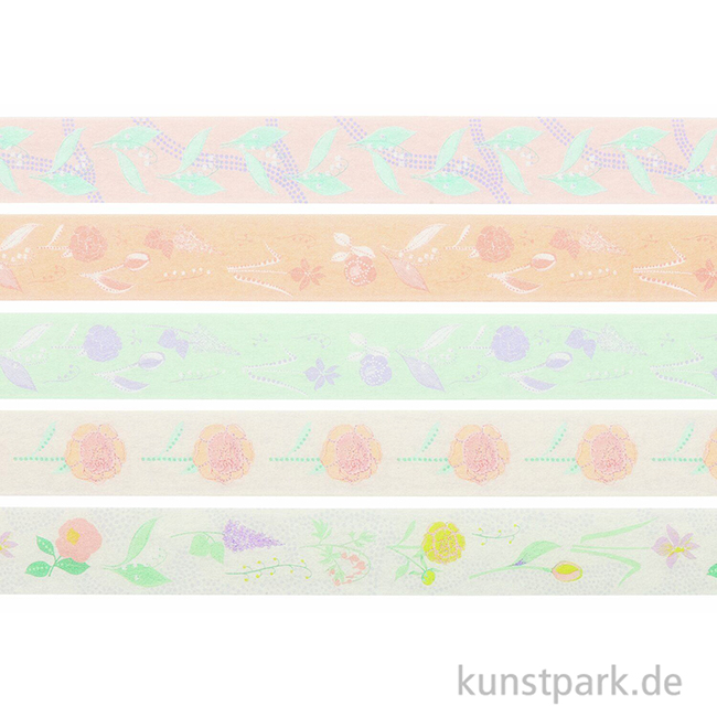 Artikelbild 2 des Artikels “Washi Tape Set - Blumen, Pastell, 5 Stück, je 10 m “