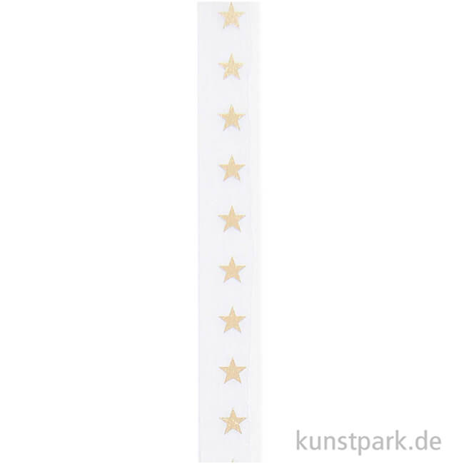 Artikelbild 2 des Artikels “Washi Tape - Sterne, Natur / Gold, 15 mm, 10 m Rolle “