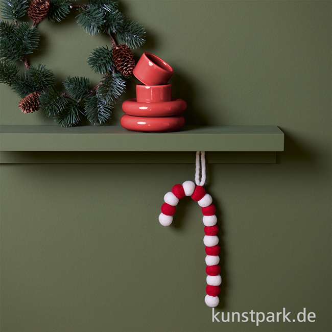 Artikelbild 2 des Artikels “Weihnachtsanhänger Zuckerstange, Filz, Rot-Weiß, 25 x 10 x 2,5 cm “
