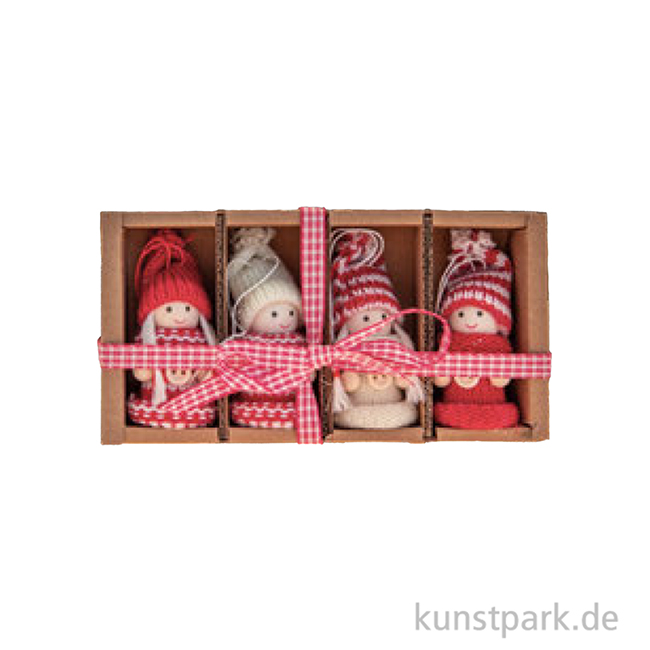 Artikelbild 2 des Artikels “Weihnachtsfiguren zum Hängen, Strick, Rot-Weiß, 7 cm, 4er Set “