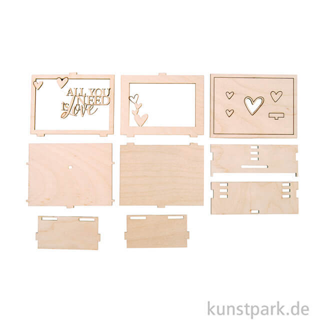 Artikelbild 3 des Artikels “3D Geschenkbox - Love, 11,5x8,5x5 cm, Holz-Bausatz mit 14 Teilen “