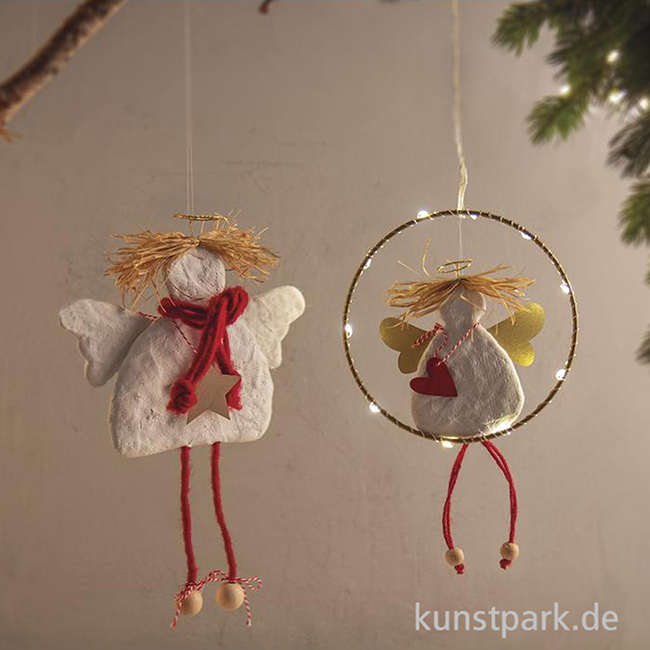 Artikelbild 3 des Artikels “Bastelset Engelmanufaktur - 2 Weihnachtsengel Hänger aus Gips “
