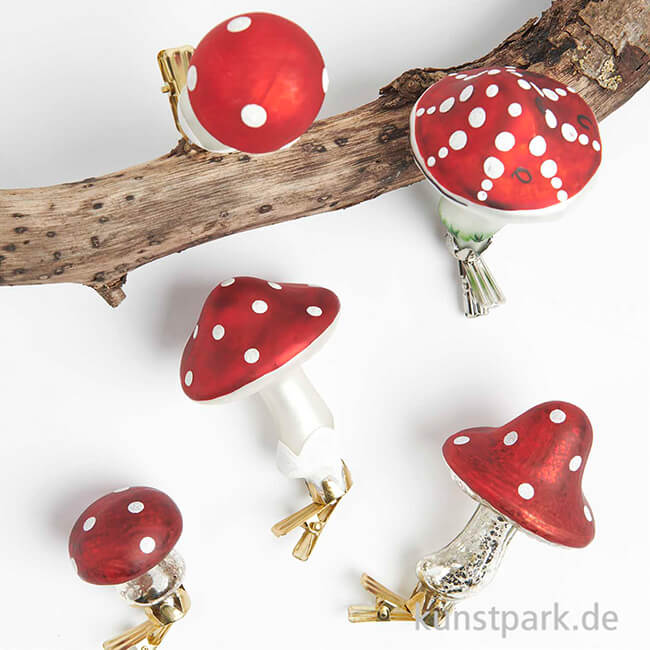 Artikelbild 3 des Artikels “Glas-Clip Fliegenpilz, Rund, Glitter 3,5 x 3,5 x 7,5 cm “