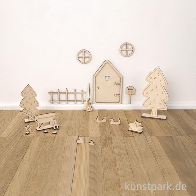 Artikelbild 3 des Artikels “Holz Wichteltür Tomte, Natur, 24-teiliges Set “