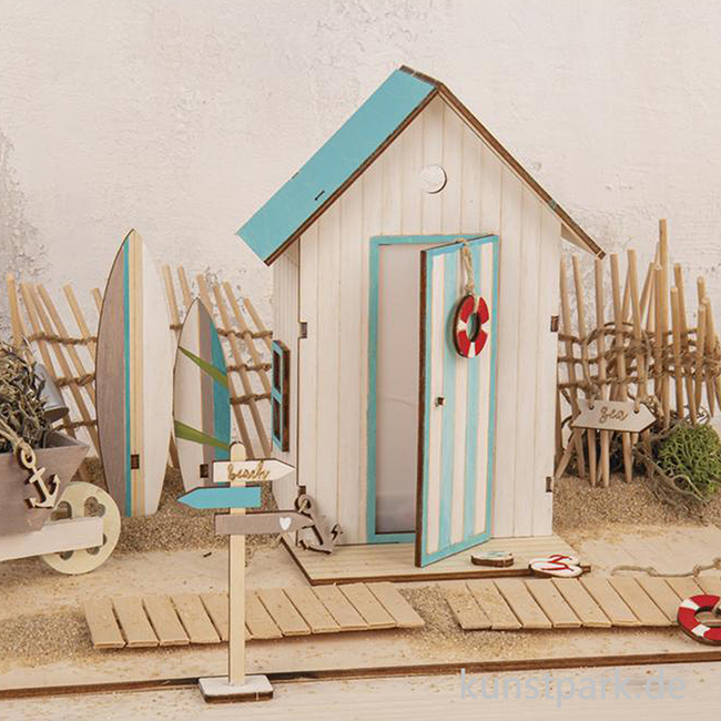 Artikelbild 3 des Artikels “Holzbausatz Strandkabine, Natur, 10,5 x 9,6 x 17,3 cm, 24-teilig “