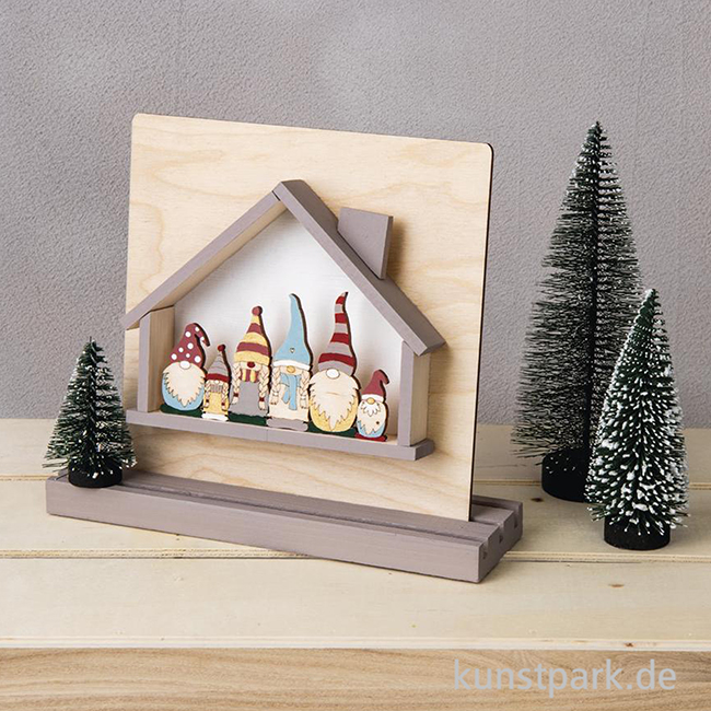 Artikelbild 3 des Artikels “Holzleiste Wichtelfamilie, Natur, 9,2 x 5,4 + 13,2 x 5,4 cm, 2 Stück “
