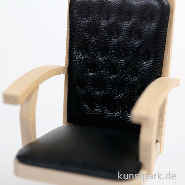 Artikelbild 3 des Artikels “Miniatur Bürostuhl, Holz, Leder, 4,8 x 4,5 x 9 cm “