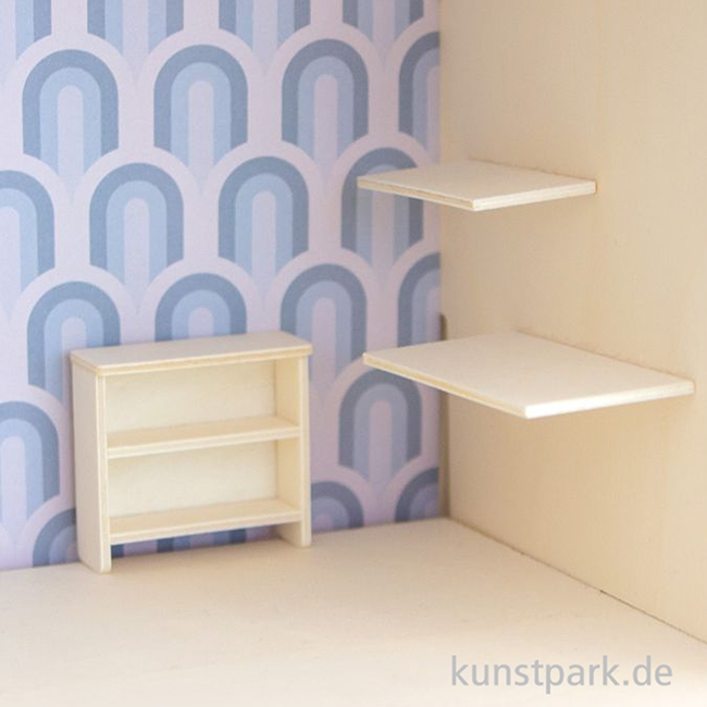 Artikelbild 3 des Artikels “Miniatur Holzbausatz - Büro Set, Tischplatte + 2 Regale + Schrank “