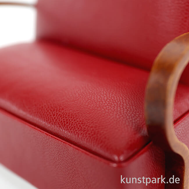 Artikelbild 3 des Artikels “Miniatur Sofa, Art Deco, Nussbaum-Leder Rot, 12,5 x 6 x 9,5 cm “