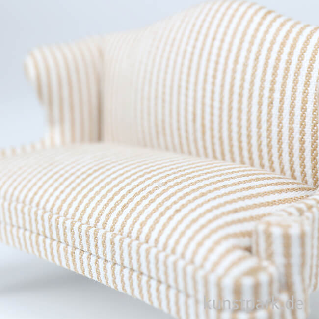 Artikelbild 3 des Artikels “Miniatur Sofa, Nussbaum-Beige gestreift, 11,5 x 5,5 x 8 cm “