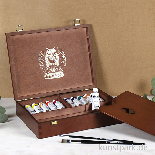 Artikelbild 3 des Artikels “Schmincke NORMA Ölfarbe, 11 x 35 ml, kleiner Holzkoffer + Zubehör “