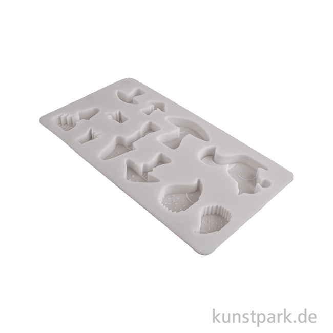 Artikelbild 3 des Artikels “Silikon Gießform - Pilze + Tiere, 11 Herbstmotive, 14,5 x 26 x 1,5 cm “