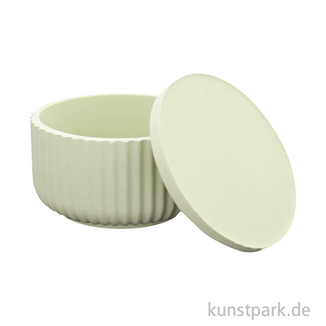 Artikelbild 3 des Artikels “Silikonform Dose mit Deckel, geriffelt, Durchmesser 10,8 cm, H 5,8 cm “