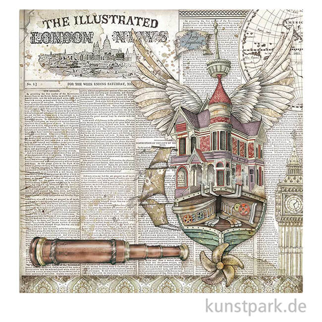 Artikelbild 3 des Artikels “Stamperia Scrappapier - Lady Vagabond Flying Ship, 30,5 x 30,5 cm “