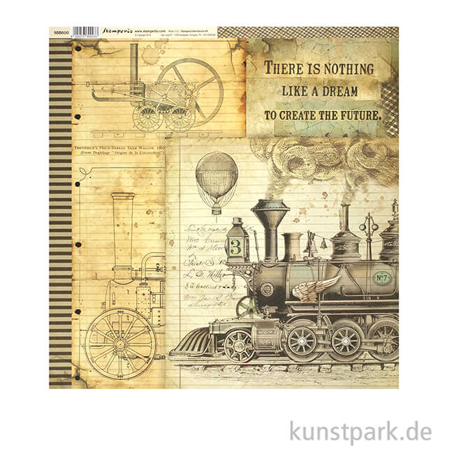 Artikelbild 3 des Artikels “Stamperia Scrappapier - Voyages Fantastiques Stream Train, 30,5 x 30,5 cm “