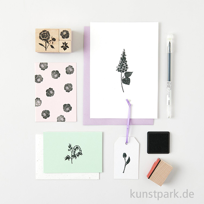 Artikelbild 3 des Artikels “Stempelset - Blumen, 9 Holzstempel + Stempelkissen “
